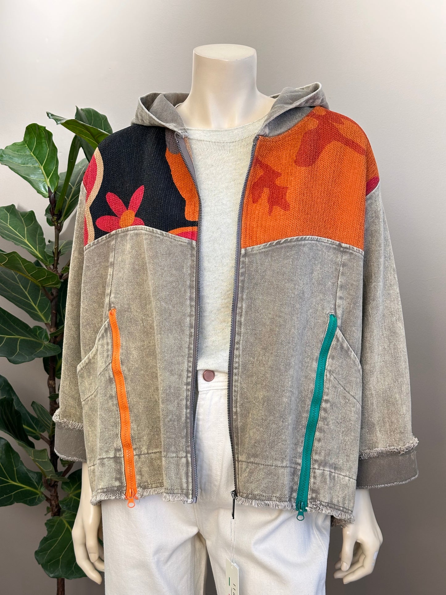 Chaqueta Oversize Mezclilla Combinada Arena