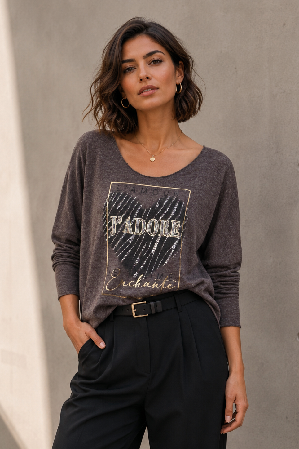 Polera Hilo Spandex J’ Adore Café