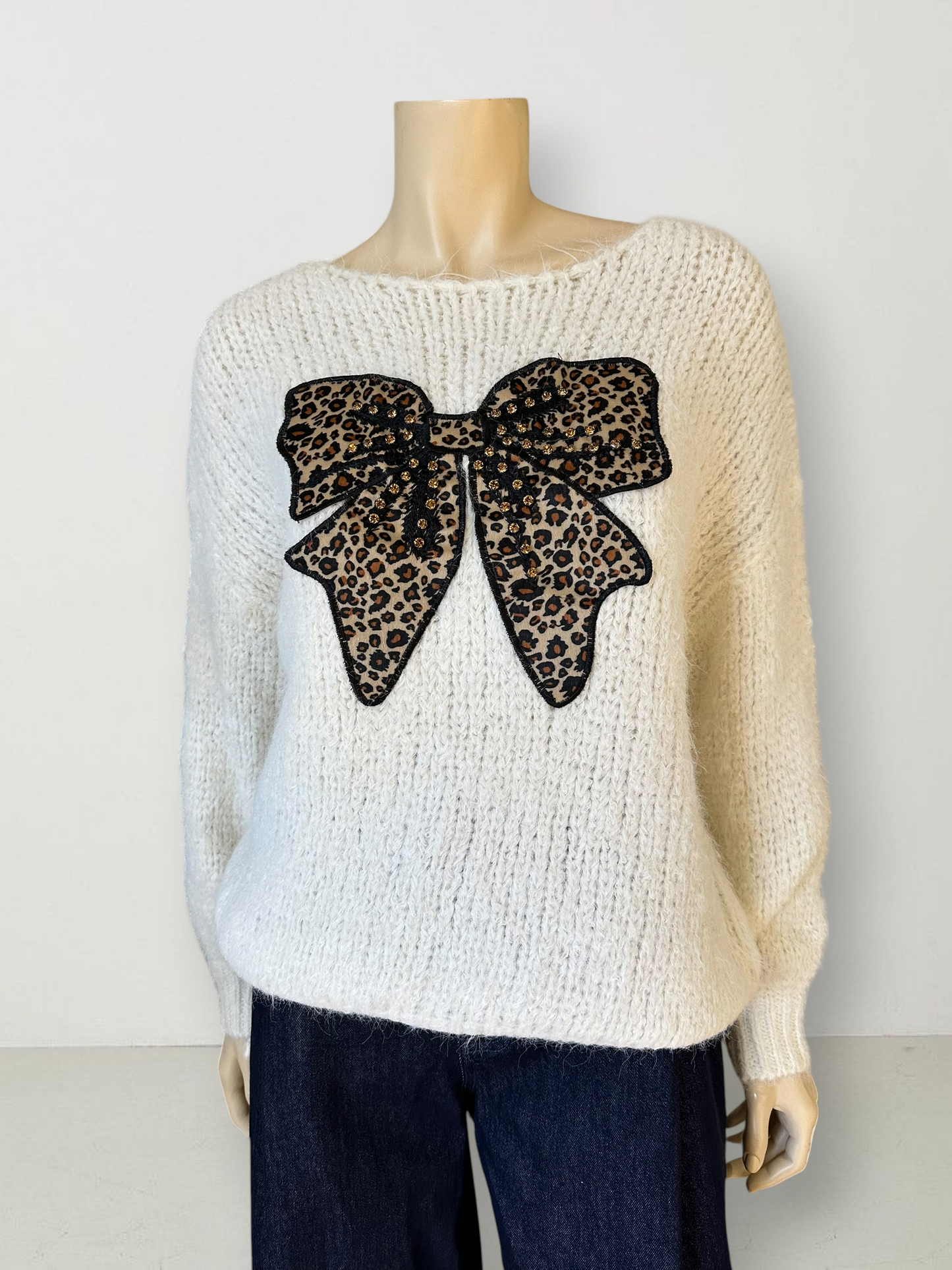 Sweater Lazo Animal Print Crudo