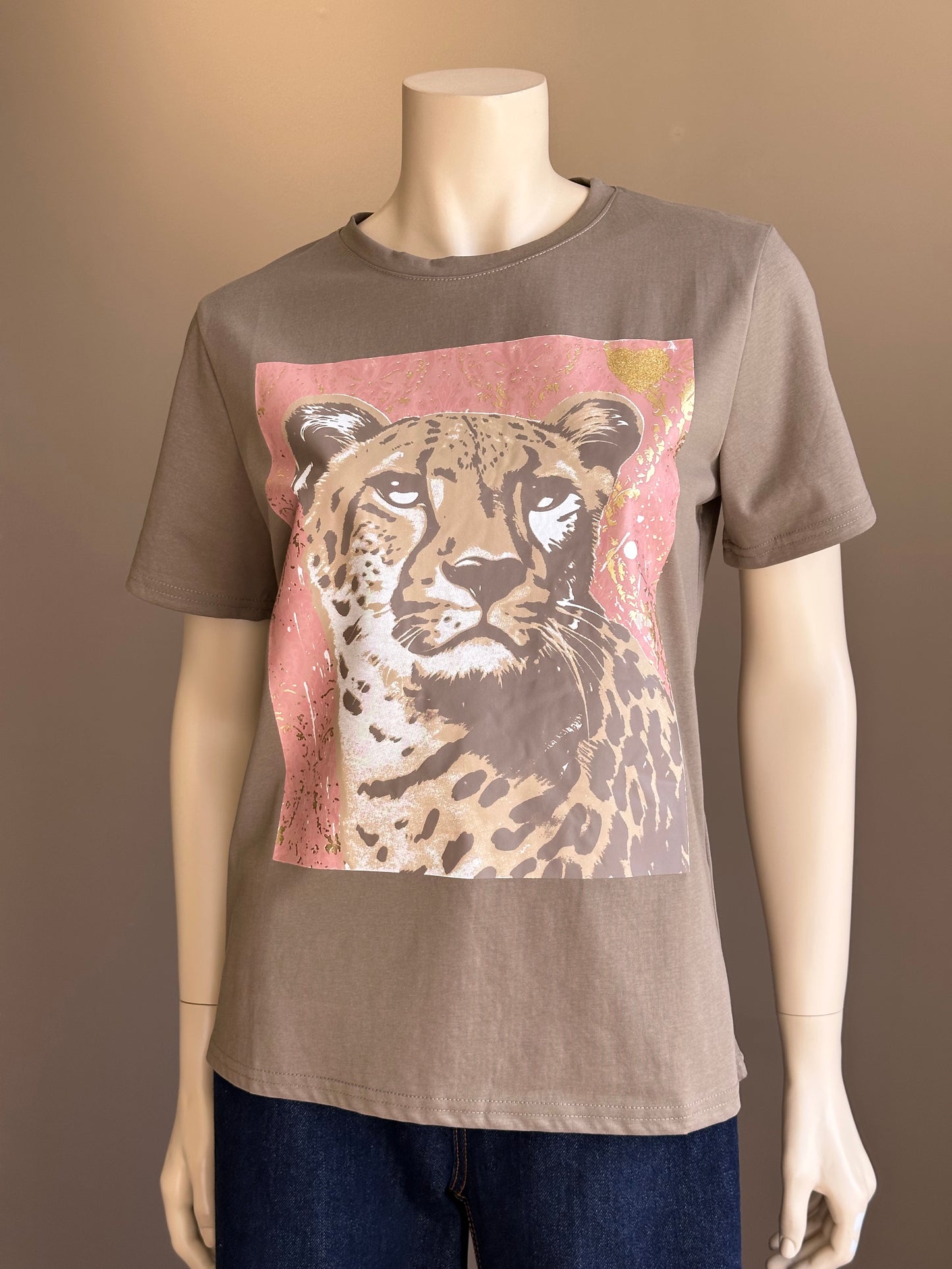 Polera Safari Print Cotton Latte