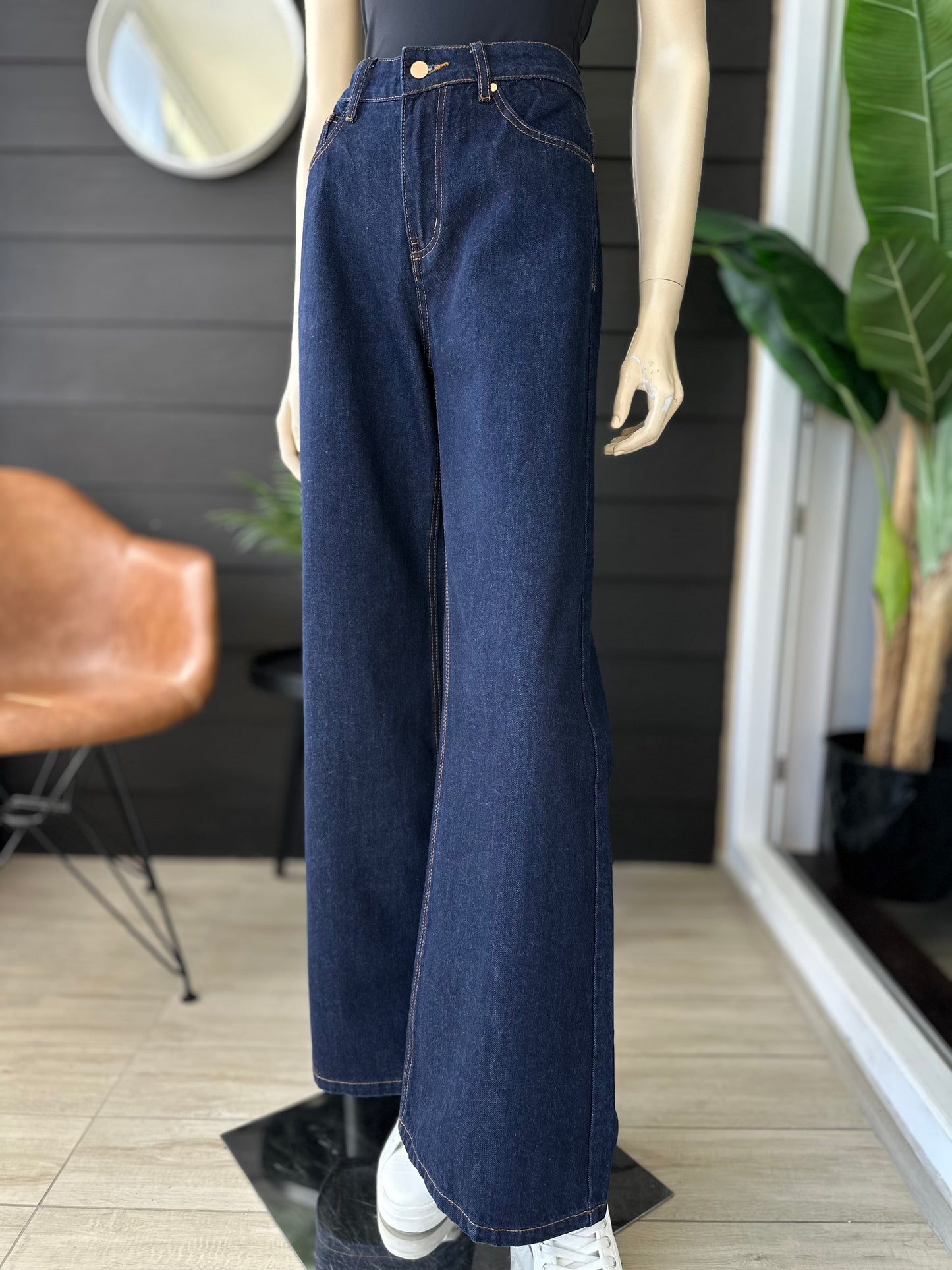 Jeans Wide Leg Dark Denim