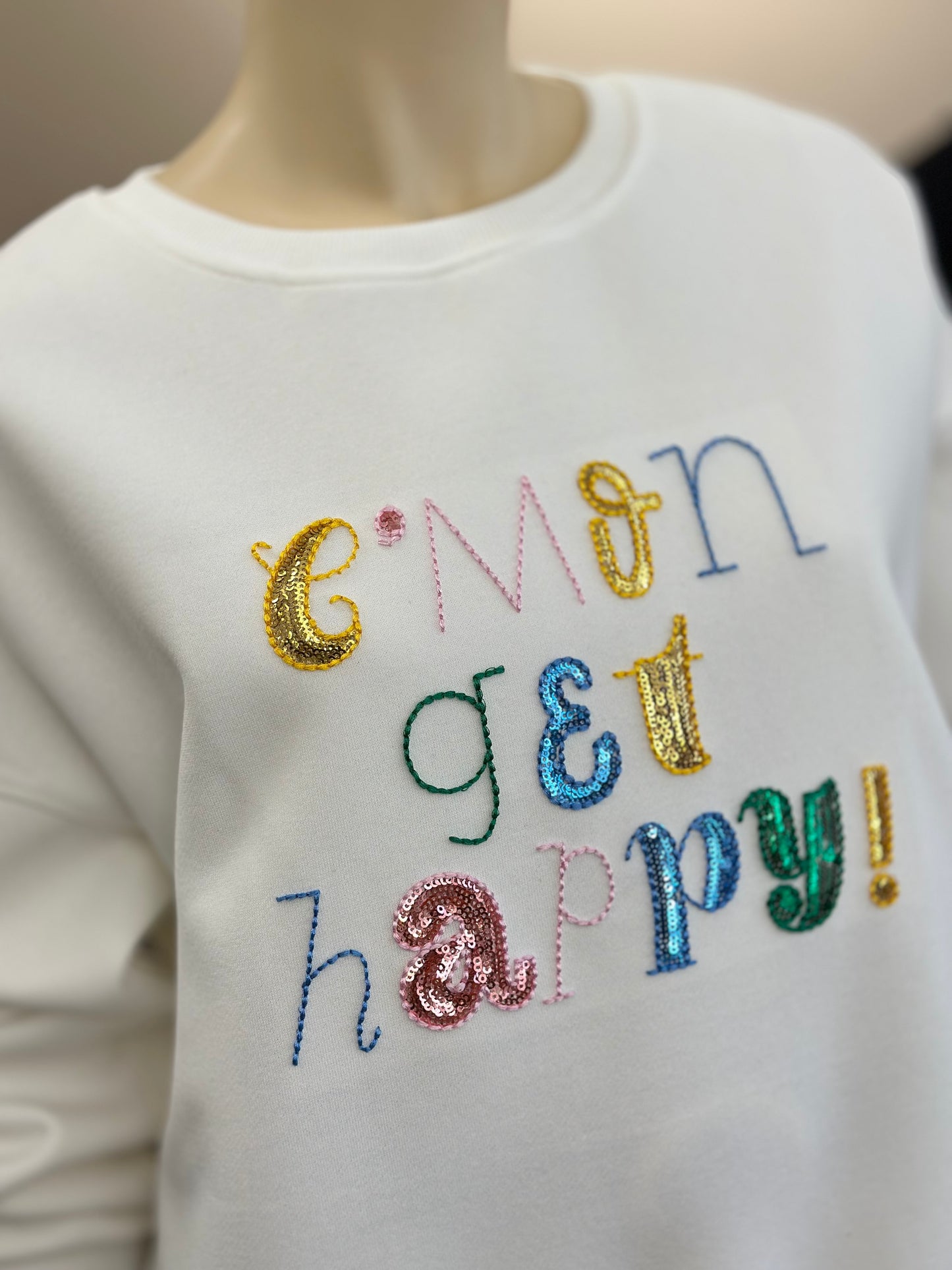 Polerón Oversize Happy Blanco