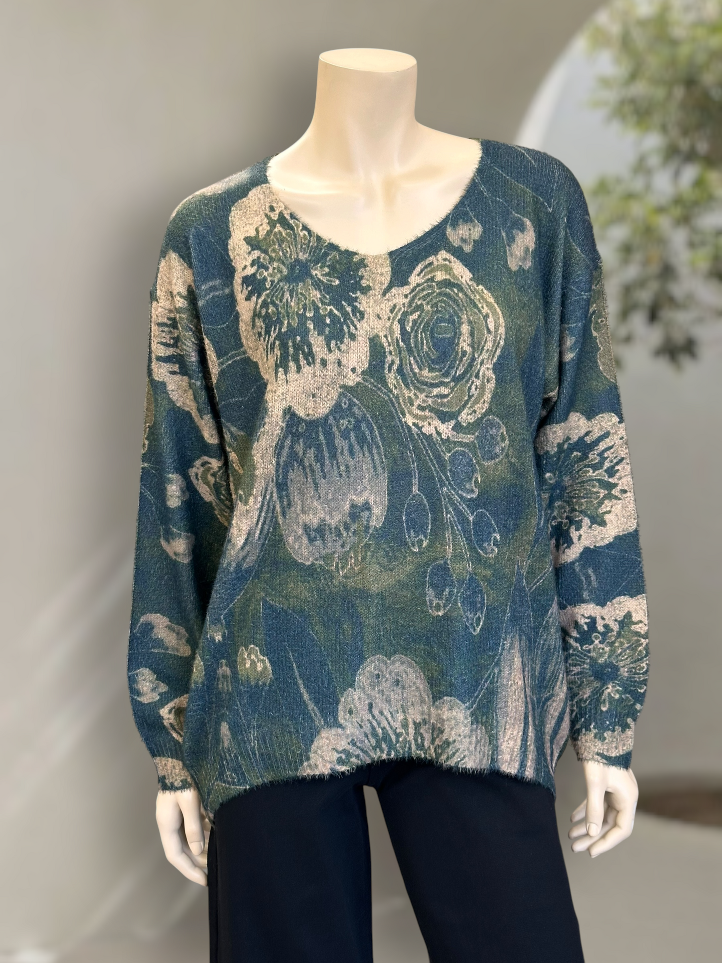 Sweater Tipo Angora Bloom Verde