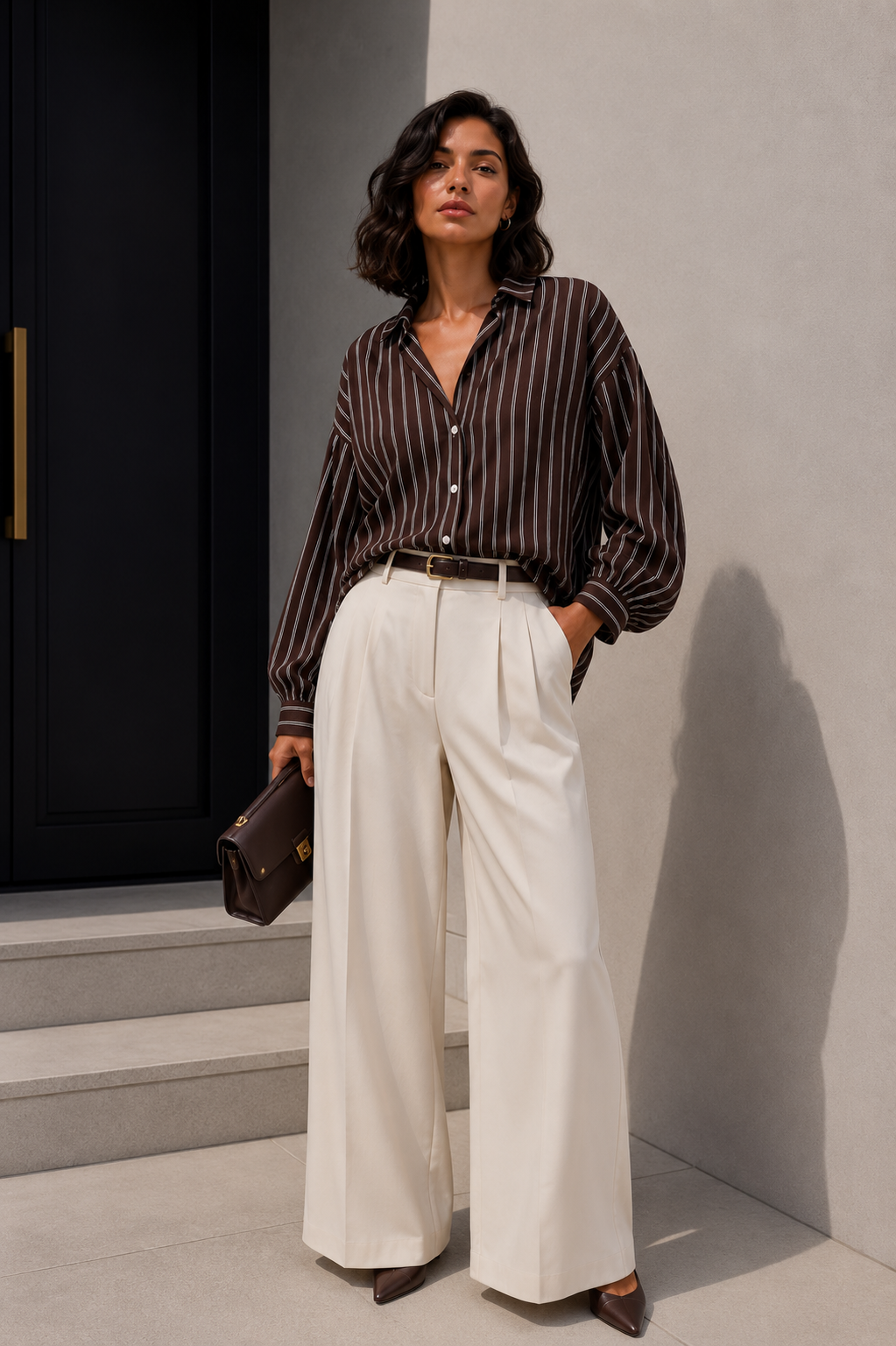 Blusa Rayas Café