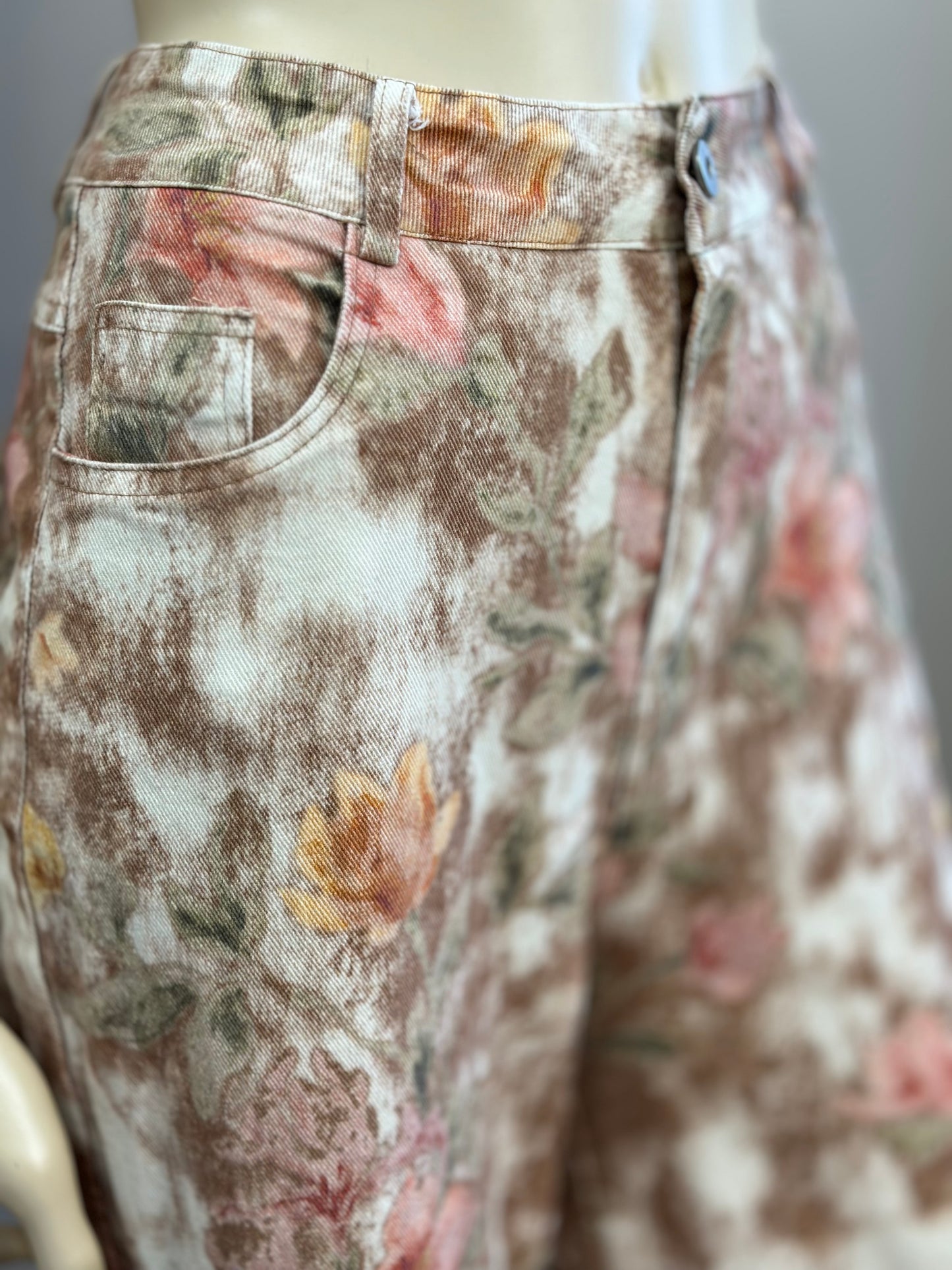 Jeans Moda Italia Floral - Mezclilla Elasticada