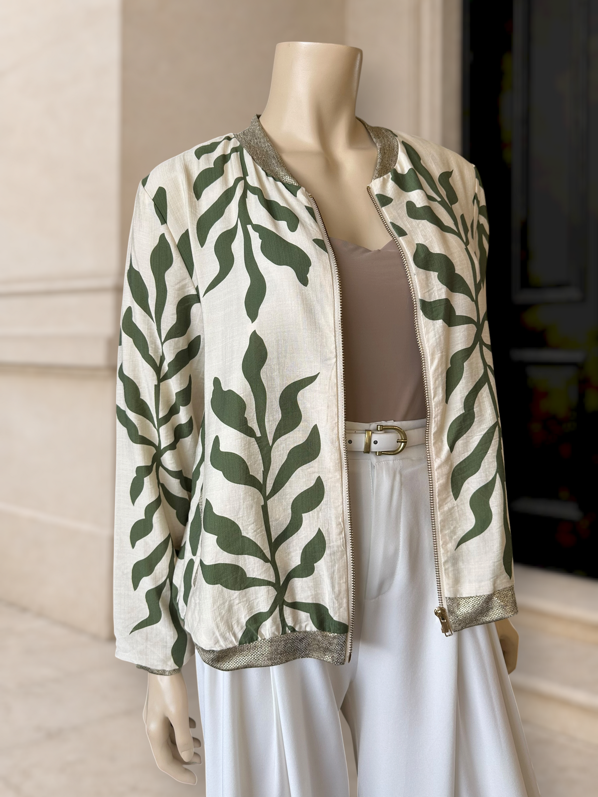 Bomber Estampado Botánico Verde
