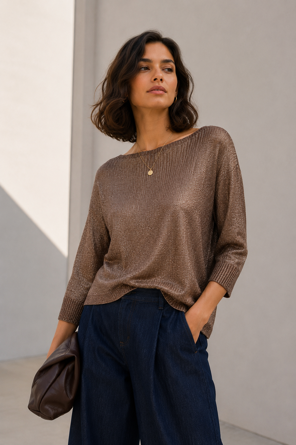 Sweater Hilo Lurex Café