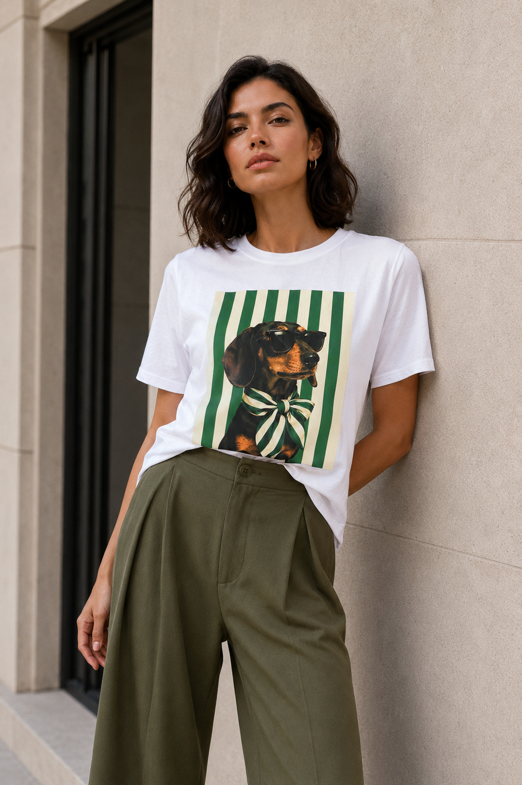 Polera Estampada Dog Verde