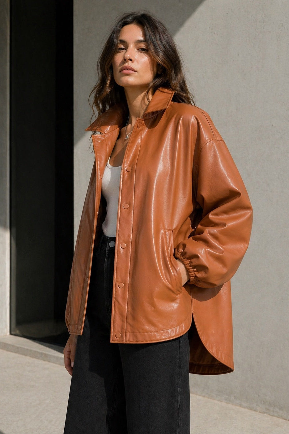 Chaqueta Venezia Leather Touch Terracota