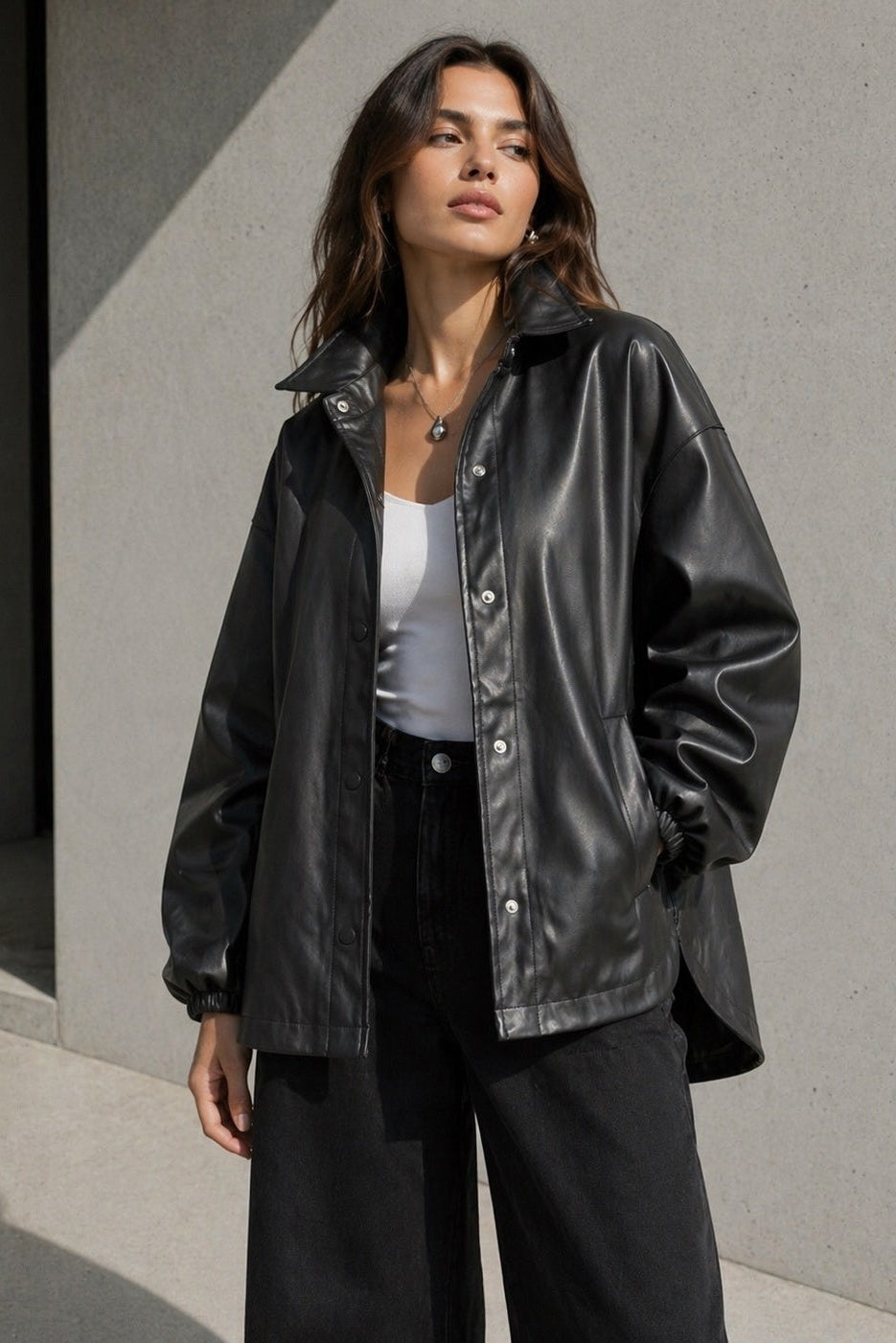 Chaqueta Venezia Leather Touch Negro
