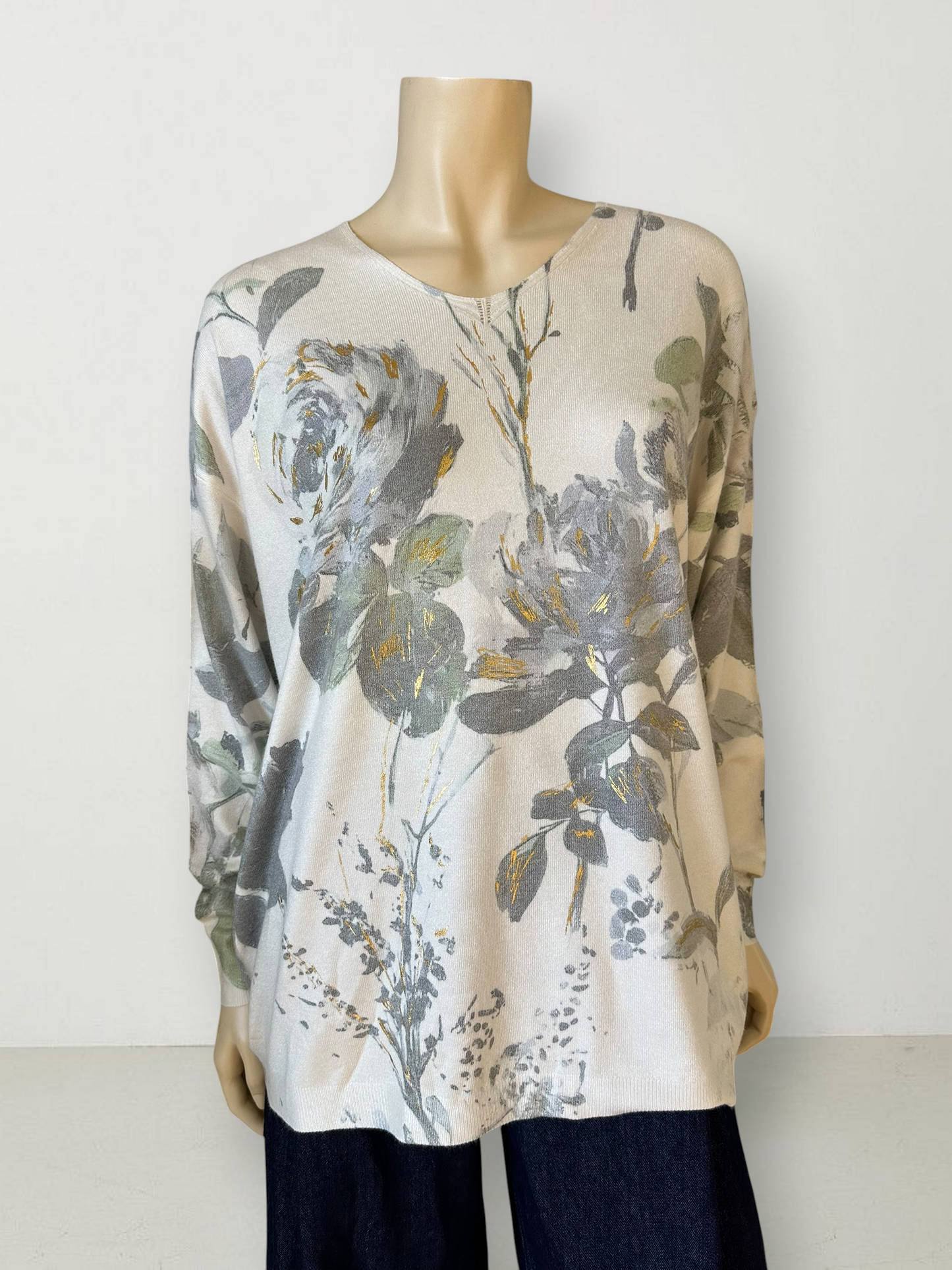 Sweater Floral Acuarela Crudo