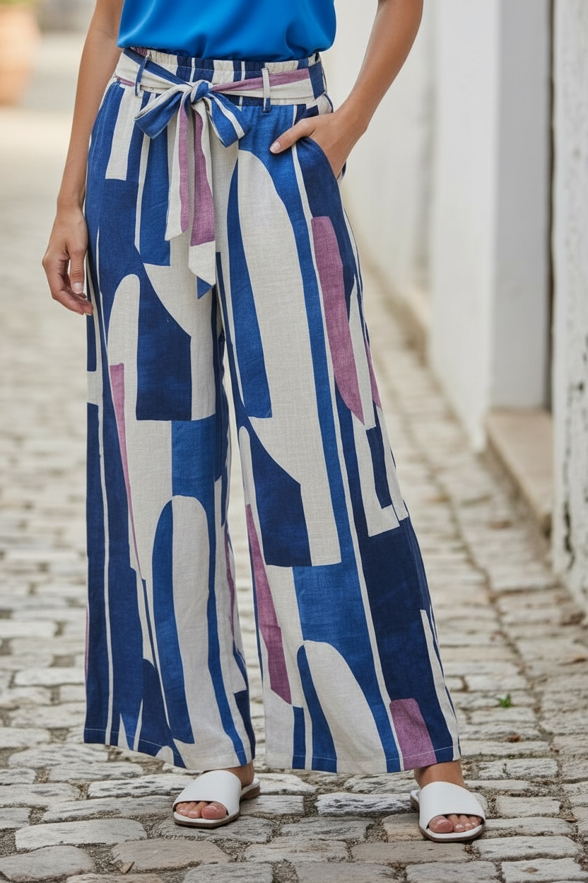 Pantalón Look Lino Azul